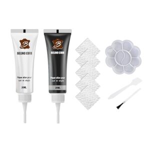 Vinyl Leather Paint Repair Kit - Black and White Leather Repair Kit for Furniture Waterproof Leather Couch Repair Kit Multi-Purpose Leather Repair Gel