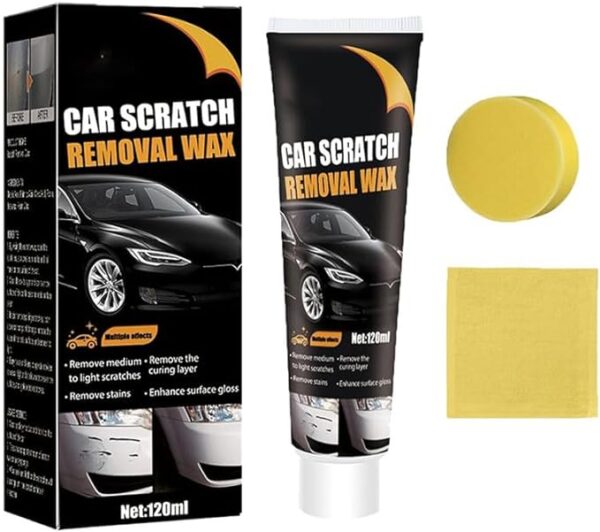 Scratch Repair Wax for Car, 2024 New Car Scratch Repair Paste Polishing Wax, Professional Car Scratch Remover Kit with Wipe & Sponge for Car Vehicles Deep Scratches (1 Pcs)