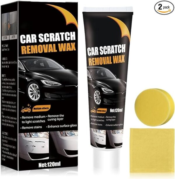 1pc Scratch Repair Wax For Car, 2024 Car Scratch Repair Paste Polishing Wax, Premium Car Scratch Remover Kit with Wipe & Sponge for Vehicles for Deep Scratches (120ml)