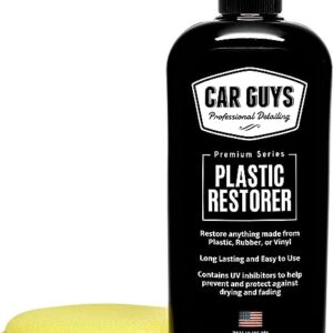 CAR GUYS Plastic Restorer | Bring Plastic, Rubber, and Vinyl Back to Life! | User Friendly Trim Restorer | Safe Auto Detailing Supplies | 8 Oz Kit with Foam Applicator