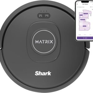 Shark RV2310 Matrix Robot Vacuum with Self-Cleaning Brushroll for Pet Hair, No Spots Missed on Carpets and Hard Floors, Precision Home Mapping, Wi-Fi Black/Silver, 0.5 Quarts