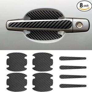 8PCS Car Door Handle Scratch Protectors, Carbon Fiber Car Door Handle Bowl Sticker, Universal Car Door Handle Paint Guard Cover, Door Handle Cup Protective Film for Cars (Black)