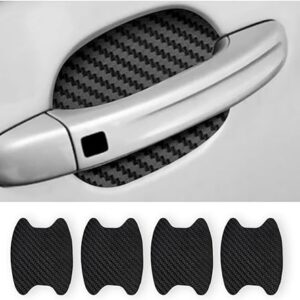 4PCS Sticker, Carbon Fiber Anti-Scratches Car Door Cup Protector, Non-Marking Auto Door Handle Protective Film, Universal for Most Car Handles (Black/4PCS)