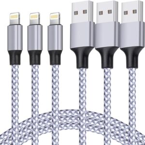 TAKAGI [MFi Certified] iPhone Charger, Lightning Cable 3PACK 6FT Nylon Braided USB Charging Cable High Speed Transfer Cord Compatible with iPhone 14/13/12/11 Pro Max/XS MAX/XR/XS/X/8/iPad