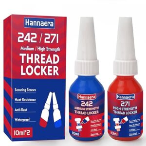 ThreadLocker 242 and 271, Thread Lock Medium and High Strength Lock & Seal Nuts, Bolts, Fasteners and Metals, Stable and Anti-Rust(10mlx2)