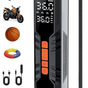 Tire Inflator Portable Air Compressor 150PSI, 4X Fast Electric Tire Pump, Air Pump for Car Tires with Digital Pressure Gauge/LED Light/Power Bank, Bike, Motorcycle, Ball, Car Accessories