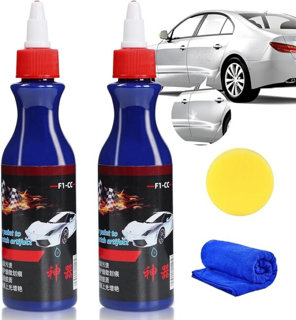 Scratch Repair Wax for Car,Car Scratch Remover Kit for Vehicles, Professional Car Paint Deep Scratch Repair Agent,Car Polish Scratch Care,Nano Paint Spray Renew Quick Polishing with Wipe & Sponge (A1)