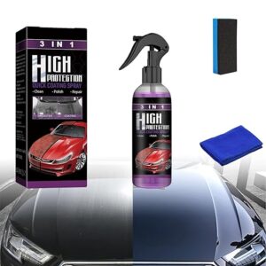 3 in 1 High Protection Quick Car Coating Spray, 2024 Upgrade 3 in 1 Ceramic Shiner Car Coating Cleaning Spray, Waterless Wash Car Wax Polish Spray Anti Scratch Polish Nano Cleaner (1, 30ml Set)