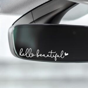 Marita 3X Hello Beautiful Rearview Mirror Decal, Vanity Mirror Stickers, Rear View Mirror Sticker, Car Mirror Stickers, Rear View Mirror Decor, Car Window Stickers and Decals, Car Stickers for Women