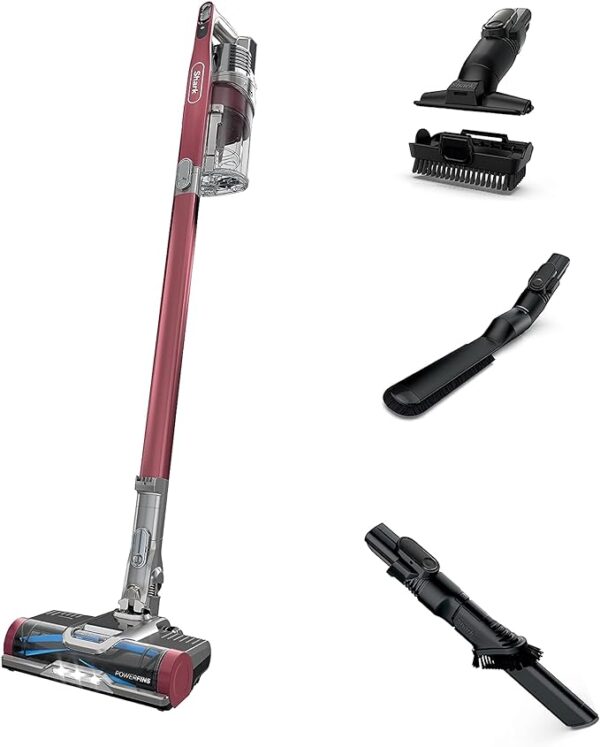 Shark IZ362H Anti-Allergen Cordless Pet Pro Lightweight Stick HEPA Vacuum with Self-Cleaning Brushroll, PowerFins, Crevice, Upholstery, Multi-Tool for Pet Hair, Flex, 40 min runtime, Red, .34-Quart