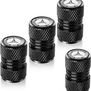 Metal Auto Tire Valve Stem Compatible with Mercedes-Benz A C E S-Class Series GLK CLA GLA GLC GLE CLS SLK AMGTrim Accessories 4pcs Black