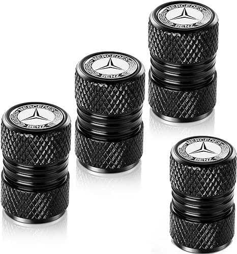 Metal Auto Tire Valve Stem Compatible with Mercedes-Benz A C E S-Class Series GLK CLA GLA GLC GLE CLS SLK AMGTrim Accessories 4pcs Black