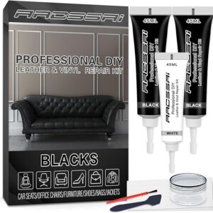 Black Leather Repair Kit for Car Interior. Vinyl Repair Kit. Leather Seat Repair Kit for Cars, Sofa, Jacket, Car Seats and Purse. Easy Instructions, Restore Any Material, Bonded, Pleather, Genuine