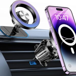 for iPhone Magsafe car Mount【20 Super Magnets】Magnetic Phone Holder for Car Dashboard【360° Rotation】Hands Free Car Phone Holder Mount Dash Fit iPhone 15 14 13 12 Pro Max Plus MagSafe Car Accessories