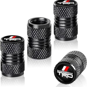 Tire Valve Stem Cap Cover for Toyota TRD Sequoia Tundra 4Runner Trucks Belt O-Ring Seal Corrosion Resistant Tire Valve Stem Air Cap 4 Pack Black