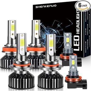 SHENKENUO Fit for Toyota 4RUNNER (2010-2020) Halogen Replacement LED Bulbs,9005/HB3 High Beam + H11 Low Beam + H16 LED Fog Light Bulbs,Pack of 6 (2010-2020)