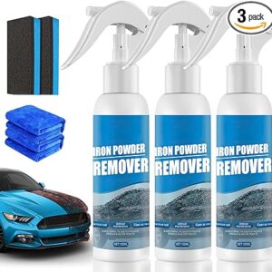 Car Rust Removal Spray,Ouhoe Iron Powder Remover,Car Rust Removal Spray,Multifunctional Paint Cleaner Car Maintenance Powder Spray Rust Remover Iron Cleaning,Iron Powder Remover for Car(3PCS*100ML)