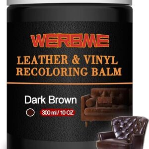 Leather Recoloring Balm, 10 OZ Dark Brown Leather Color Restorer for Scratched and Faded, Leather Repair Kit for Furniture Restore & Renew Restore Couches, Car Seats, Clothing, Shoes