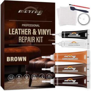 Brown Leather Repair Kit for Furniture, Vinyl and Leather Repair Kit for Couch, Sofa, Jacket, Car Seats and Purse, Restores Faux, Artificial, Genuine Pleather & Any Material, for Scratch, Tears, Holes