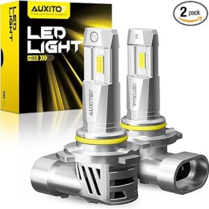 AUXITO 9005 LED Light Bulb, Real 1:1 Mini Size 20000LM 700% Ultra Brightness 6500K Cool White with Cooling Fan, HB3 Halogen Replacement Fog Light bulbs Plug and Play, Pack of 2