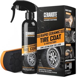 Cerakote® Rapid Ceramic Tire Coat Spray - Long Lasting Ceramic Coating with New Tire Look for Cars and Trucks - Easy to Use Applicator and Quick Drying for Professional Results - 8 fl oz