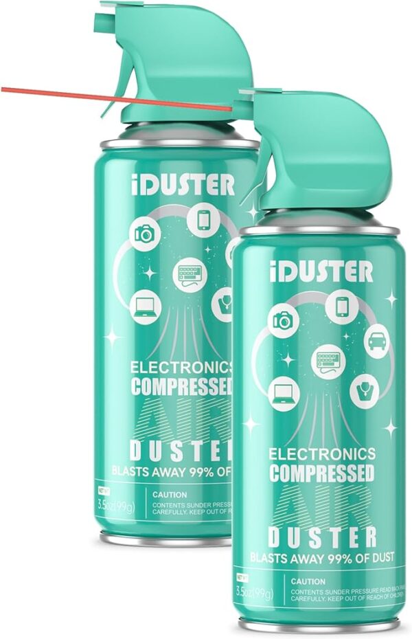 Compressed Canned Air Duster for Computer - iDuster Disposable Electronic Keyboard Cleaner for Cleaning Duster, 2PCS(3.5oz)
