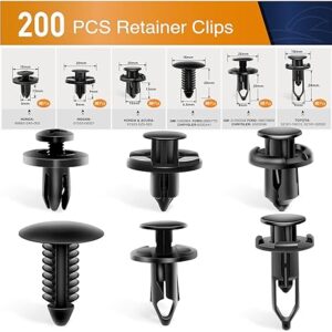 GOOACC Universal Plastic Fender Clips,200 Pcs Push Bumper Fastener Rivet Clips with 6 Size Auto Body Retainer Clips Bumpers,Car Fender Replacement for GM, Ford & Ch