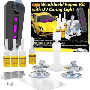 Windshield Repair Kit, Windshield Crack Repair for Chips and Cracks, Glass Repair Fluid with Pressure Syringes, Car Windshield Chip Repair Kit Quick Fix for Chips, Cracks, Star-Shaped Crack