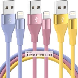 iPhone Charger 3Pack 10FT Apple MFi Certified Lightning Cable Fast Charging iPhone Charger Cord Compatible with iPhone 14 13 12 11 Pro Max XR XS X 8 7 6 Plus SE and More - Colorful