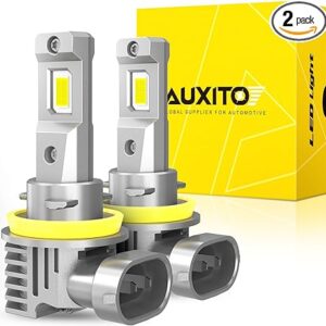 AUXITO H11/H8/H16 LED Fog Light Bulbs or DRL, 6500K Cool White Light, 600% Super Brightness, Fanless Mini Size Fog Lights Replacement for Cars, Play and Plug (Pack of 2)