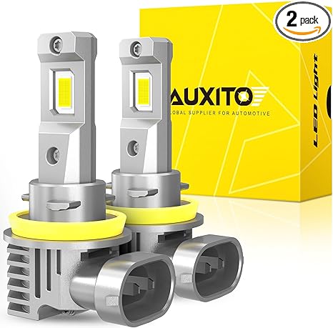 AUXITO H11/H8/H16 LED Fog Light Bulbs or DRL, 6500K Cool White Light, 600% Super Brightness, Fanless Mini Size Fog Lights Replacement for Cars, Play and Plug (Pack of 2)