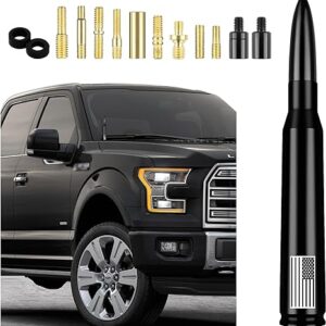 Car Bullet Antenna,Truck Exterior Decoration Accessories Antenna Toppers[New Upgrade Flag Design] AM/FM Radio Signal for Car SUV Truck Most Auto Cars Antenna Accessories Replacement (Black