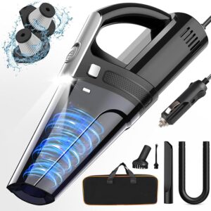 Car Vacuum, Portable Car Vacuum Cleaner with 7000PA Suction, DC 12V High Power 16.4Ft Cord Wired Vacuum Cleaner for Car, LED Light & Low Noise