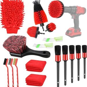 Car Detailing Kit, 18Pcs Durable Car Cleaning Kit Includes Various of Soft-bristled Car Detailing Brushes for Cleaning Interior, Exterior, Wheels, Dashboard