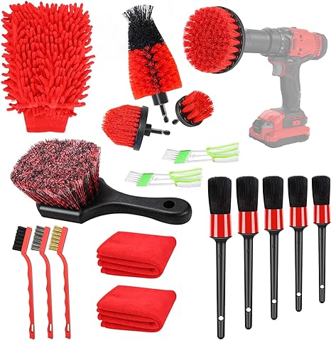 Car Detailing Kit, 18Pcs Durable Car Cleaning Kit Includes Various of Soft-bristled Car Detailing Brushes for Cleaning Interior, Exterior, Wheels, Dashboard