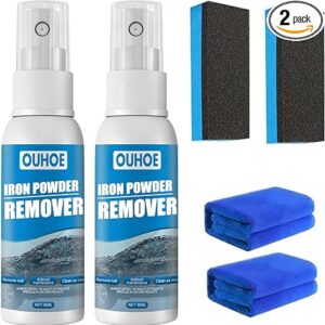 Ouhoe Iron Powder Remover, Car Rust Removal Spray, Multifunctional Paint Cleaner Car Maintenance Powder Spray Rust Remover Iron Cleaning, For Rust from Tools, Metals, Car Parts, Etc (2Pcs-30ML)