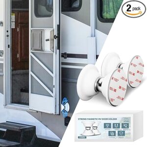 RV Door Holder Magnetic Baggage Door Catch Latch for RV, Camper, Trailer, Motor Home, Boat Compartments, Cargo (White, 2 Pack)