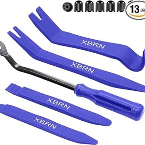 Auto Trim Removal Tool Kit,13 Pcs Car Panel Door Window Tools Kit,Auto Clip Fastener Remover Pry Tool Set Blue