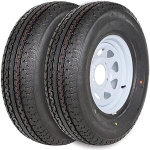 2PK Autocessking ST175/80R13 Radial Trailer Tire with 13" White Wheel - 5 on 4-1/2" - Load Range C