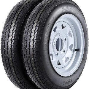 4.80-12 4.80x12 480-12 4.80-12 Trailer Tires with 12" Rims, 5 Lug on 4.5", Load Range C, 6PR 2 PACK