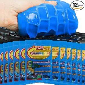 12 Pack Car Cleaning Gel, Car Accessories Putty Universal Cleaner Gel Auto Detailing Car Vents Keyboard Interior Dashboard Cleaner Slime Supplies, Dust Removal Kit for PC Tablet Laptop Camera 840g