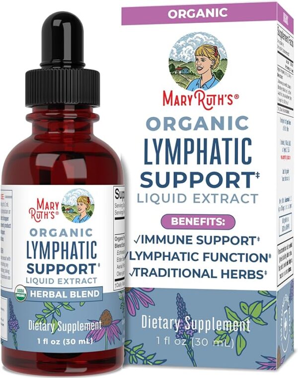 MaryRuth Organics Lymphatic Support Drops, USDA Organic Immune Support Supplement, Lymphatic Support with Echinacea & Elderberry, Antioxidant & Immune Defense, Vegan, Non-GMO, 30 Servings