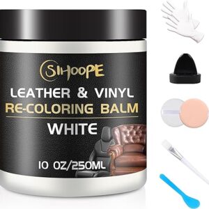 White Leather Recoloring Balm Restoration - Leather Vinyl Color Restorer Leather Dye Cream Car Seats Furniture Couch Chair Shoes Boots Purse Jacket Belt Gloves Saddle Harness Fade Stain Scratch Repair